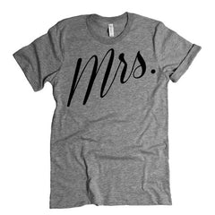 Mrs. T-shirt. Mrs and Mr Bachelorette Party Engagement Gift. Wedding Gift. Bridal Shower.