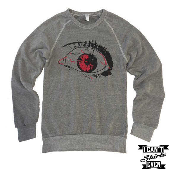 Scary Eye Sweatshirt. Halloween Eco-Fleece Unisex Shirt. Costume.