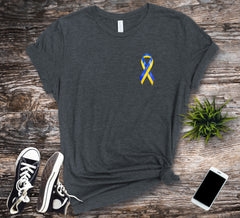 Ukraine Flag Ribbon Shirt. Stand With Ukraine.