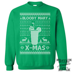 Cocktail Ugly Christmas Sweatshirt. Bloody Mary X-Mas.