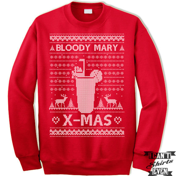 Cocktail Ugly Christmas Sweatshirt. Bloody Mary X-Mas.