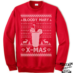 Cocktail Ugly Christmas Sweatshirt. Bloody Mary X-Mas.
