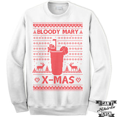 Cocktail Ugly Christmas Sweatshirt. Bloody Mary X-Mas.