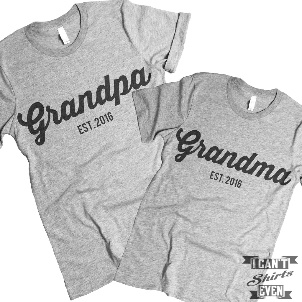 Grandpa Est. Grandma Est. 2016 T Shirts.