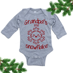Grandpa's Little Snowflake Baby Bodysuit. Christmas Baby Outfit.