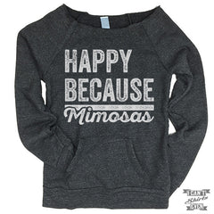 Off-The-Shoulder Sweater. Happy Because Mimosas.