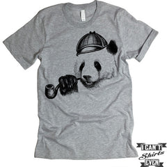 Pipe Smoking Panda Unisex Tee. Tshirt. Panda Sherlock Shirt.