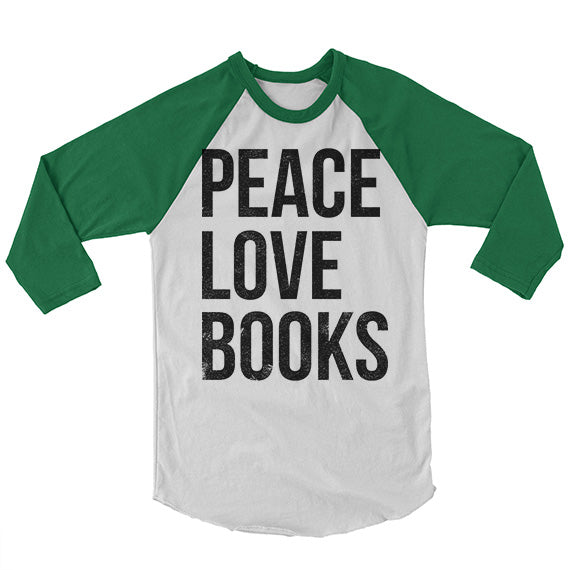 Peace Love Books Baseball Shirt