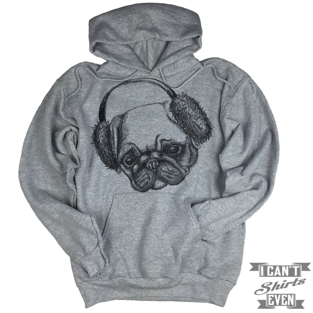 Pug Hoodie. Hooded Sweater.