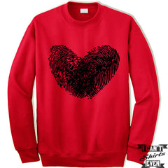 Fingerprint Heart Valentines Day Unisex Sweater. Unisex Sweatshirt. Gift.