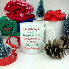 She Falls Down Mug.