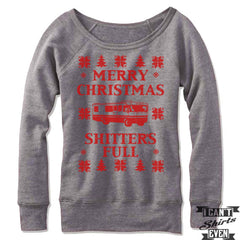 Women's Ugly Christmas Off Shoulder. Merry Christmas Shitter's Full. Christmas Vacation Ugly Sweater. Fleece.