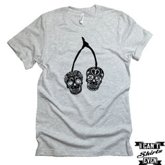 Sugar Skull Tshirt. Cherry Skull T-shirt. Candy Skull Shirt. Personalized Tee.