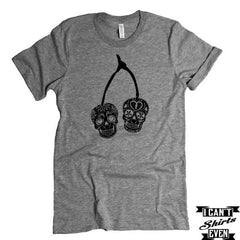 Sugar Skull Tshirt. Cherry Skull T-shirt. Candy Skull Shirt. Personalized Tee.