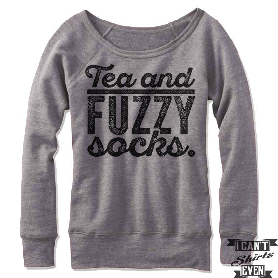Tea And Fuzzy Socks Off Shoulder Sweater