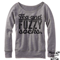 Tea And Fuzzy Socks Off Shoulder Sweater