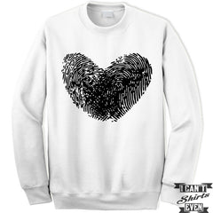 Fingerprint Heart Valentines Day Unisex Sweater. Unisex Sweatshirt. Gift.