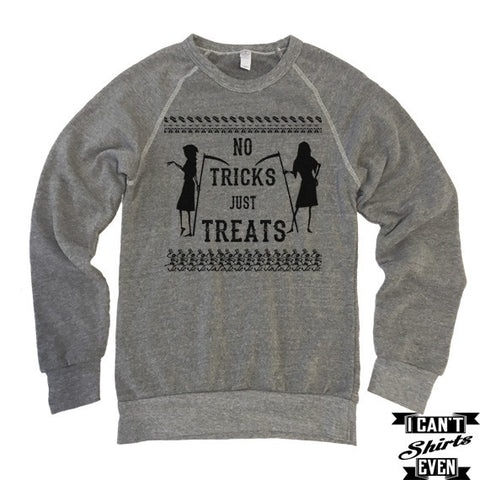 No Tricks Just Treats Halloween Shirt. Eco-Fleece Unisex Sweatshirt.