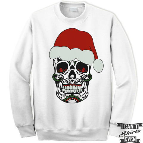 Sugar Skull Santa Sweatshirt. Merry Christmas Unisex Shirt. Horror Christmas.