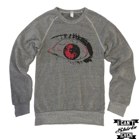 Scary Eye Sweatshirt. Halloween Eco-Fleece Unisex Shirt. Costume.