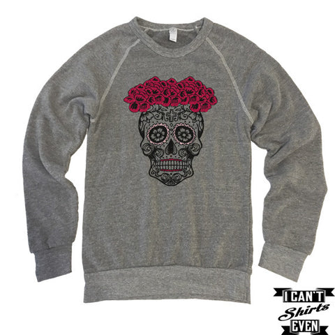 Skull Bride Sweatshirt. Sugar Skull Bride Halloween Eco-Fleece Unisex Shirt.