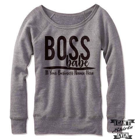 Custom Boss Babe Off The Shoulder Sweatshirt