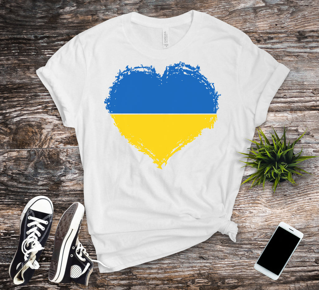 Ukraine Flag Shirt. Heart Flag.