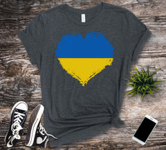 Ukraine Flag Shirt. Heart Flag.