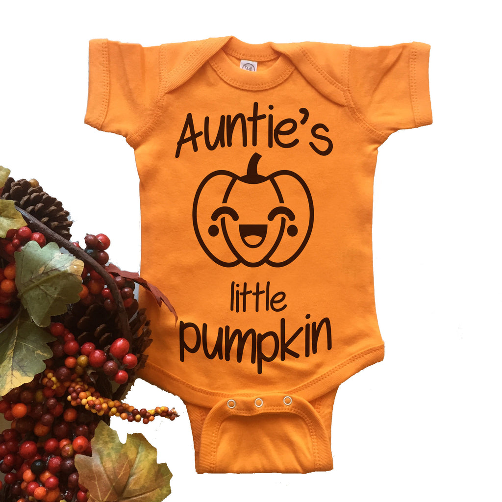Auntie's Little Pumpkin baby bodysuit. Halloween Costume.
