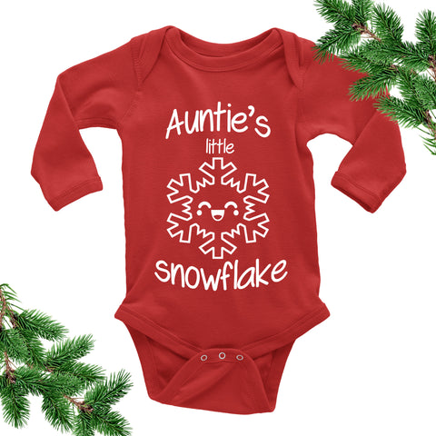 Auntie's Little Snowflake Christmas Baby Bodysuit