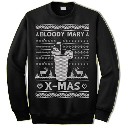 Cocktail Ugly Christmas Sweatshirt. Bloody Mary X-Mas.