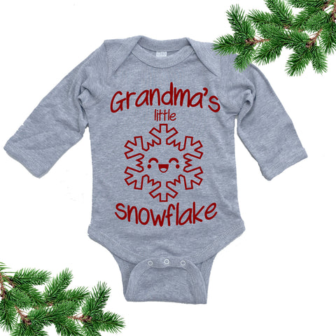 Grandma's Little Snowflake Christmas Baby Bodysuit