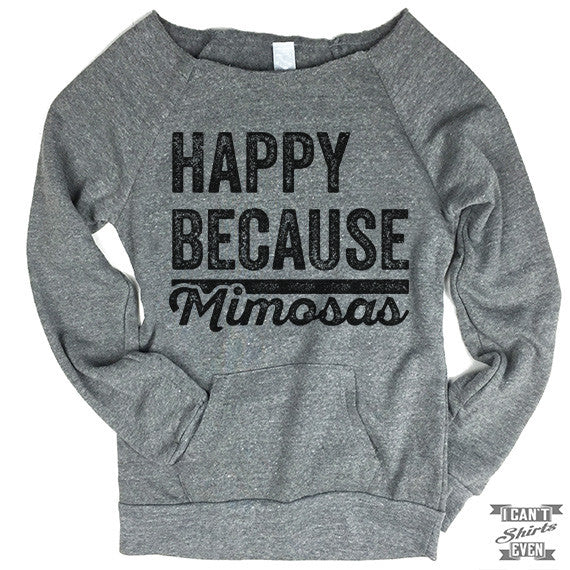 Off-The-Shoulder Sweater. Happy Because Mimosas.