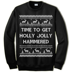Time To Get Holly Jolly Hammered Sweater. Ugly Christmas.