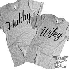 Wifey Hubby T Shirts. Wedding. Tee.