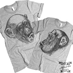 Chimpanzee Boy Girl Kiss.  Couples T Shirt