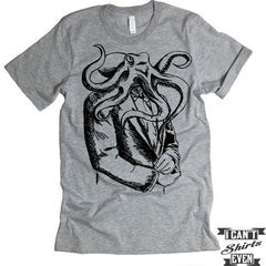 Octopus Shirt. Unisex Tshirt. Human Octopus Tee. Octopus Drawing.