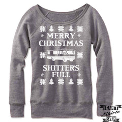 Women's Ugly Christmas Off Shoulder. Merry Christmas Shitter's Full. Christmas Vacation Ugly Sweater. Fleece.