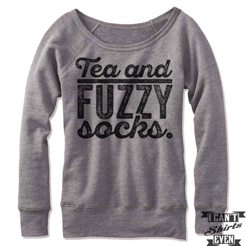 Tea And Fuzzy Socks Off Shoulder Sweater