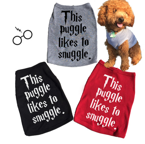 This Puggle Likes To Snuggle. Dog Tee. T-shirt.