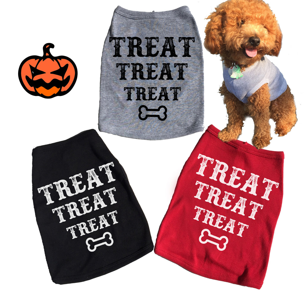Treat Treat Treat Dog Tank. Tee. Halloween. T-shirt.