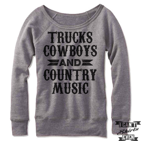 Trucks Cowboys And Country Music Off-The-Shoulder Sweater