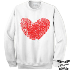 Fingerprint Heart Valentines Day Unisex Sweater. Unisex Sweatshirt. Gift.