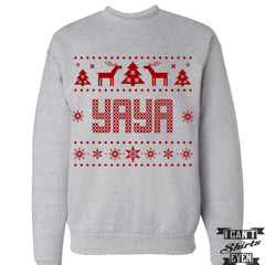 Yaya Christmas Sweatshirt. Ugly Sweater. Tacky Christmas Sweater. Merry Christmas.