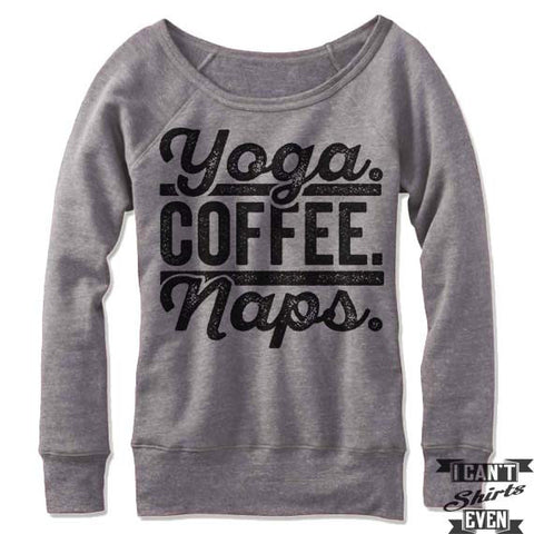 Yoga Coffee Naps Off Shoulder Sweater.