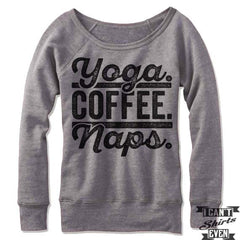 Yoga Coffee Naps Off Shoulder Sweater.
